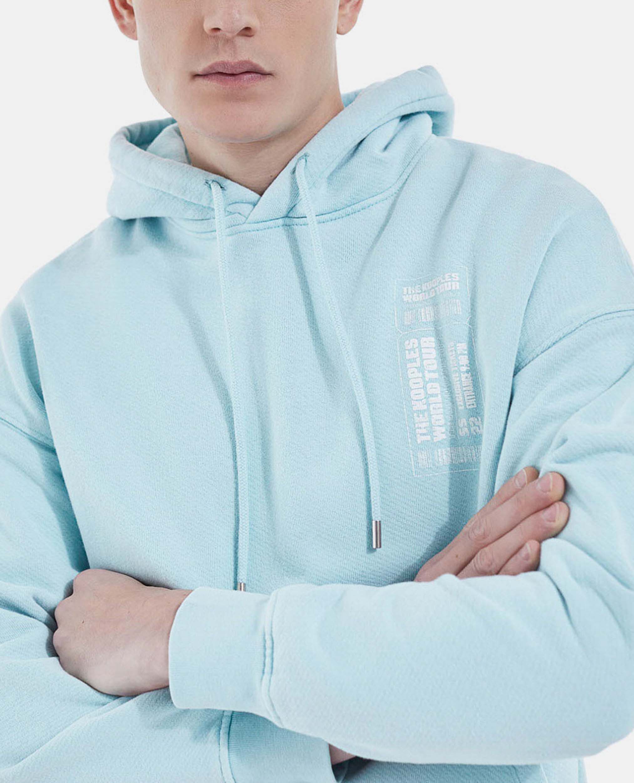 Sky blue hoodie with oversized print The Kooples