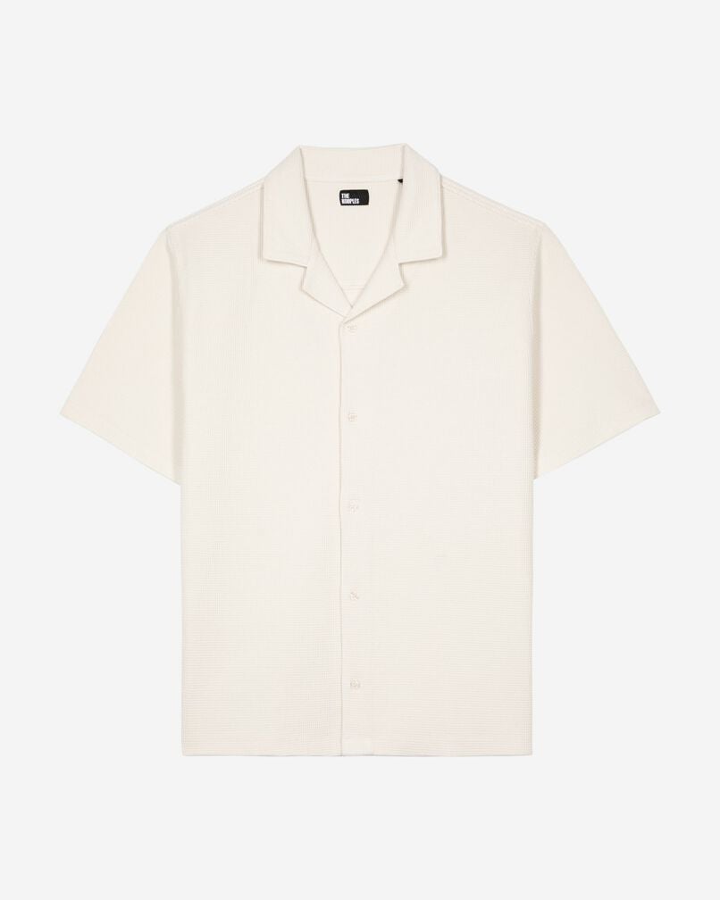 The Kooples MEN ECRU ecru honeycomb short-sleeve shirt
