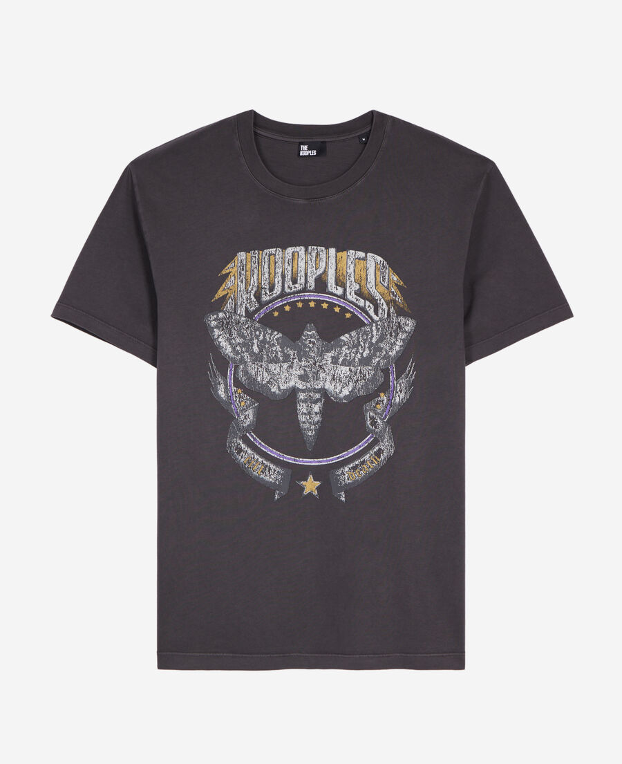 The Kooples MEN CARBONE carbon grey t-shirt with skull butterfly screen print