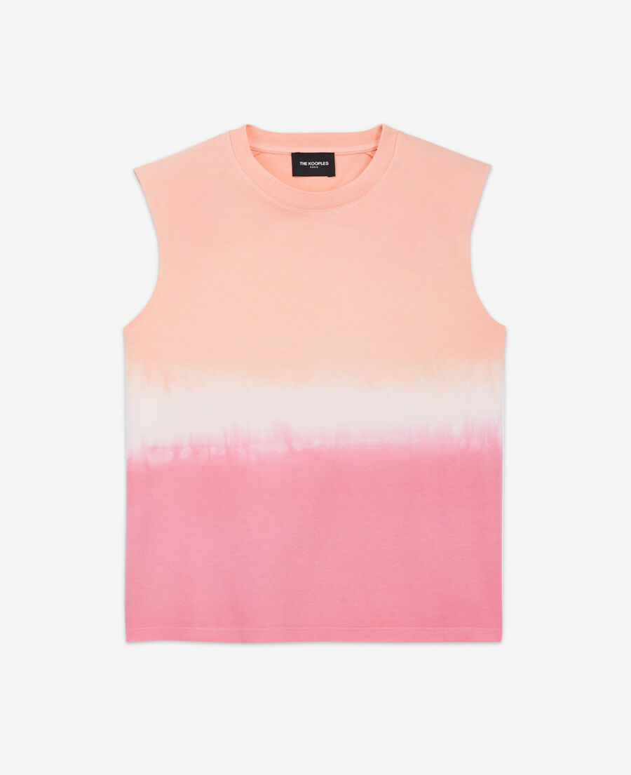camiseta algodón rosa blanca motivo degradado
