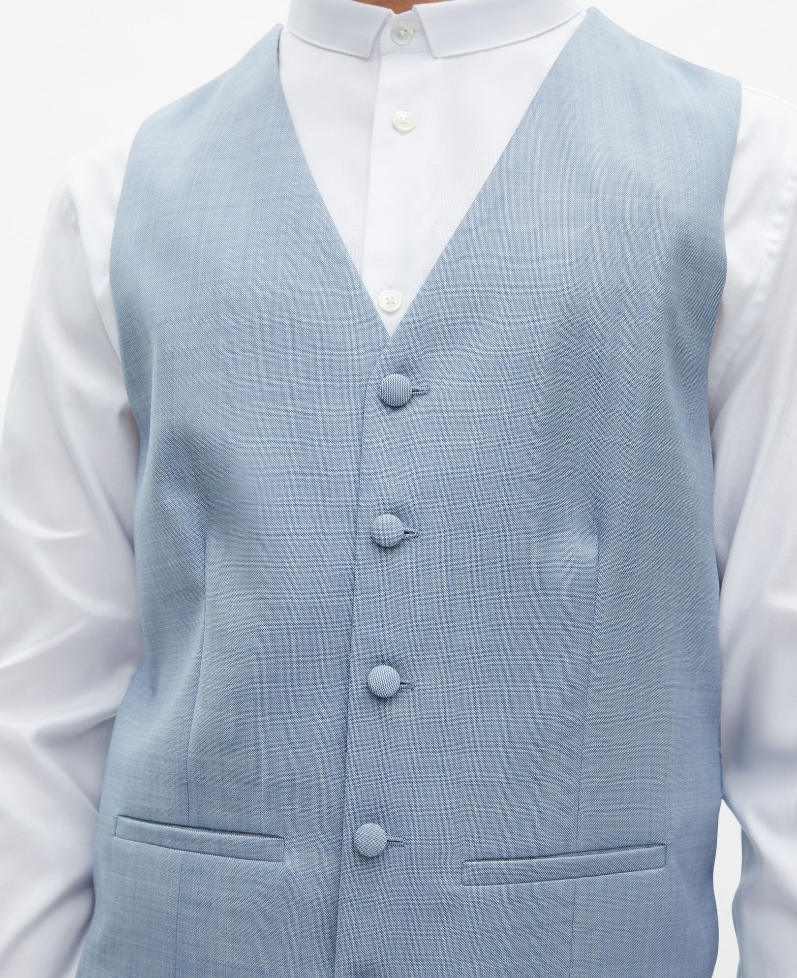 The Kooples MEN BLUE light blue wool fitted suit waistcoat