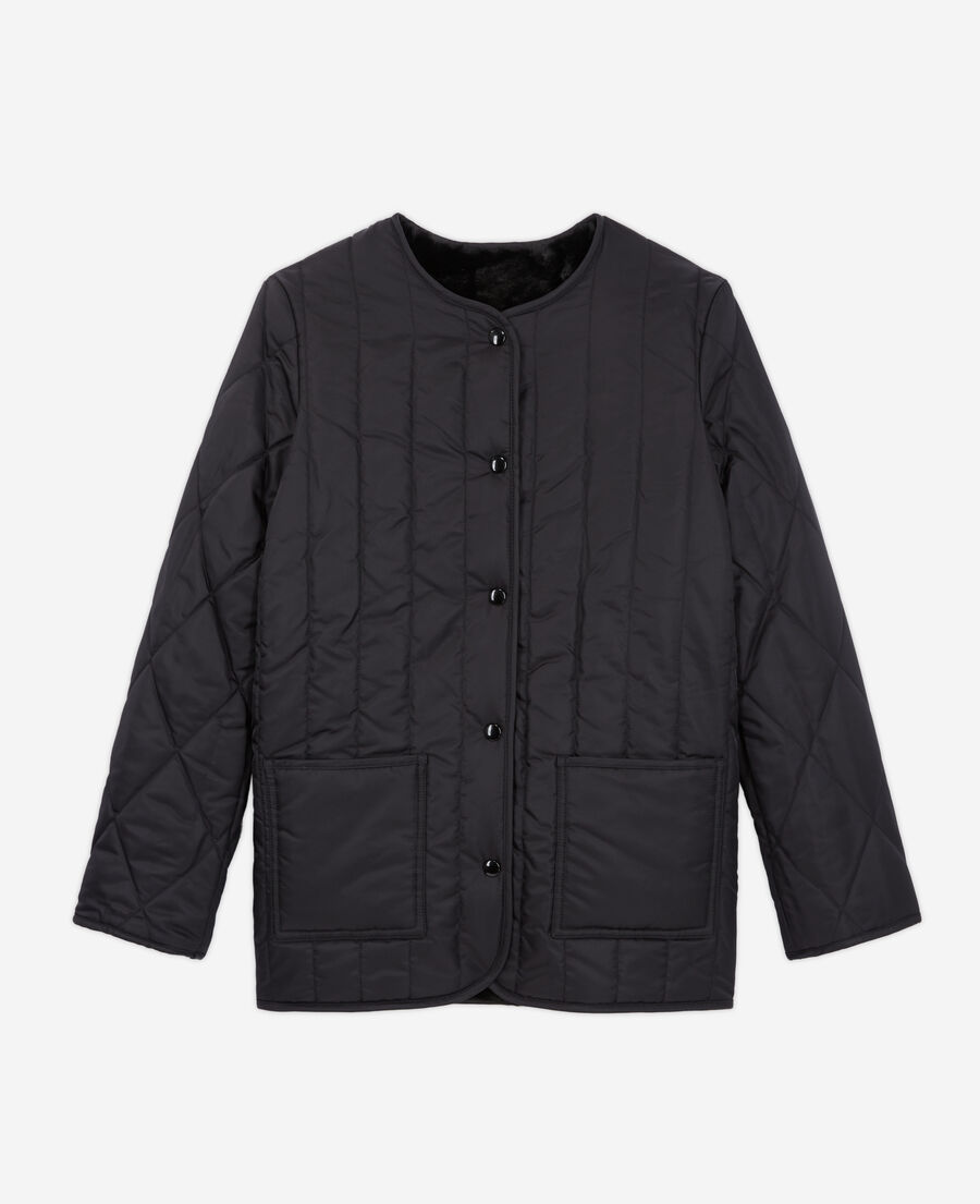 black reversible faux fur jacket