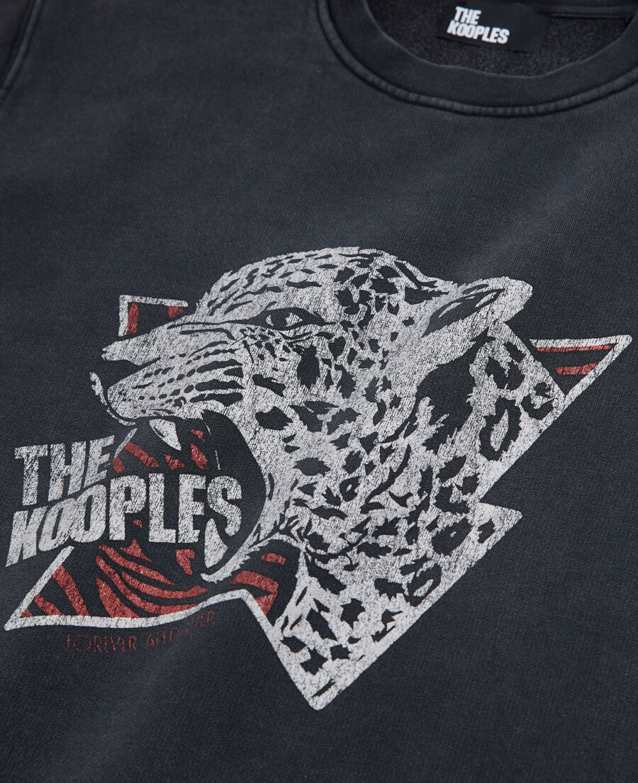 sweatshirt sérigraphié tigre noir