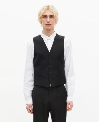 The Kooples HOMME BLACK gilet de costume en laine noir