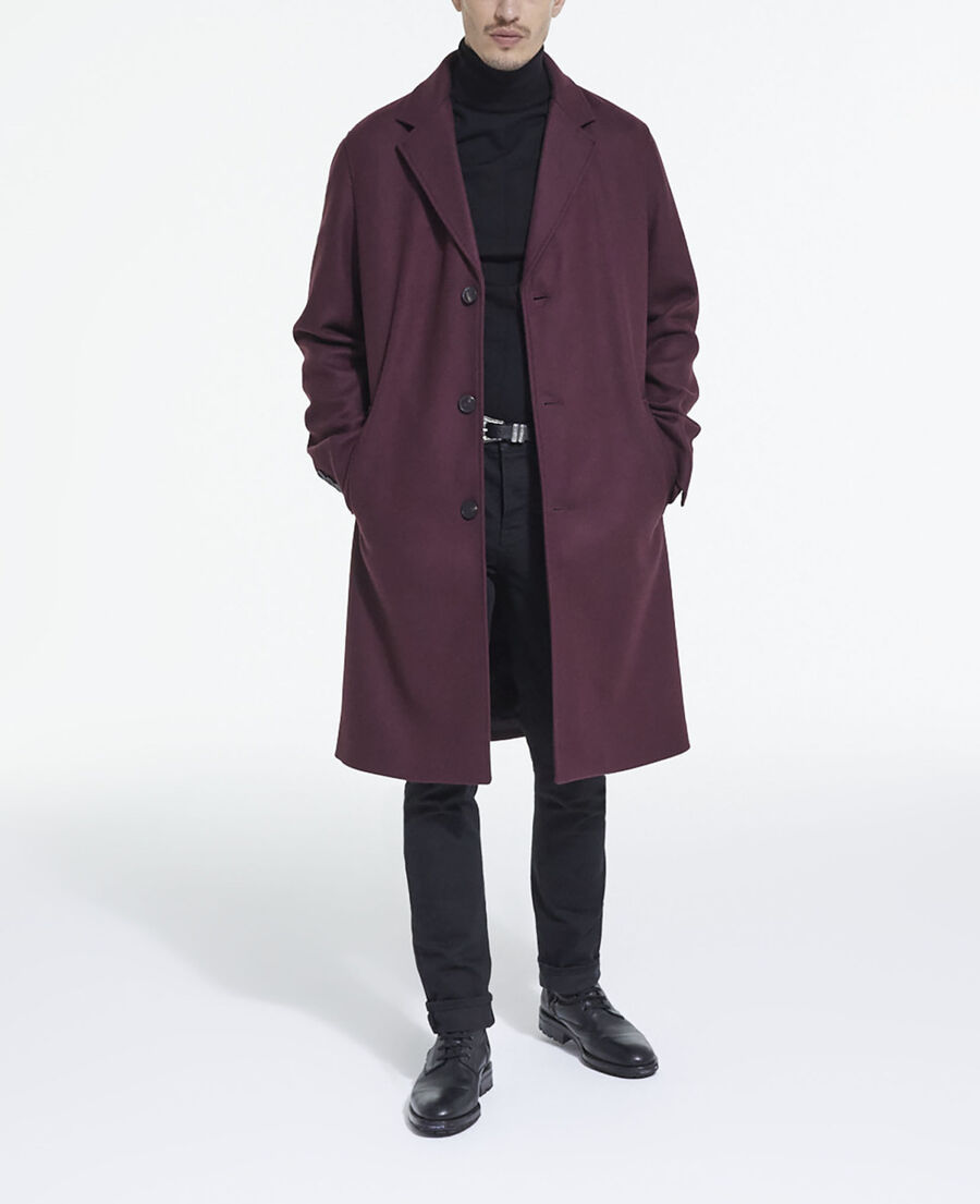 Burgundy wool coat | The Kooples - UK
