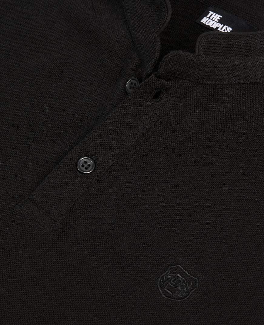 The Kooples MEN BLACK black pique cotton polo t-shirt