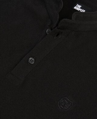 The Kooples MEN BLACK black pique cotton polo t-shirt