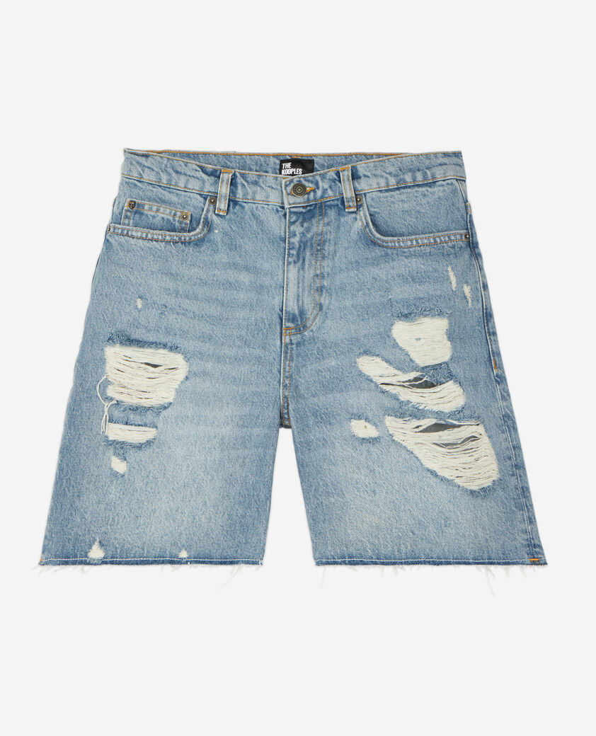 The Kooples WOMEN MEDIUM BLUE denim bermuda shorts