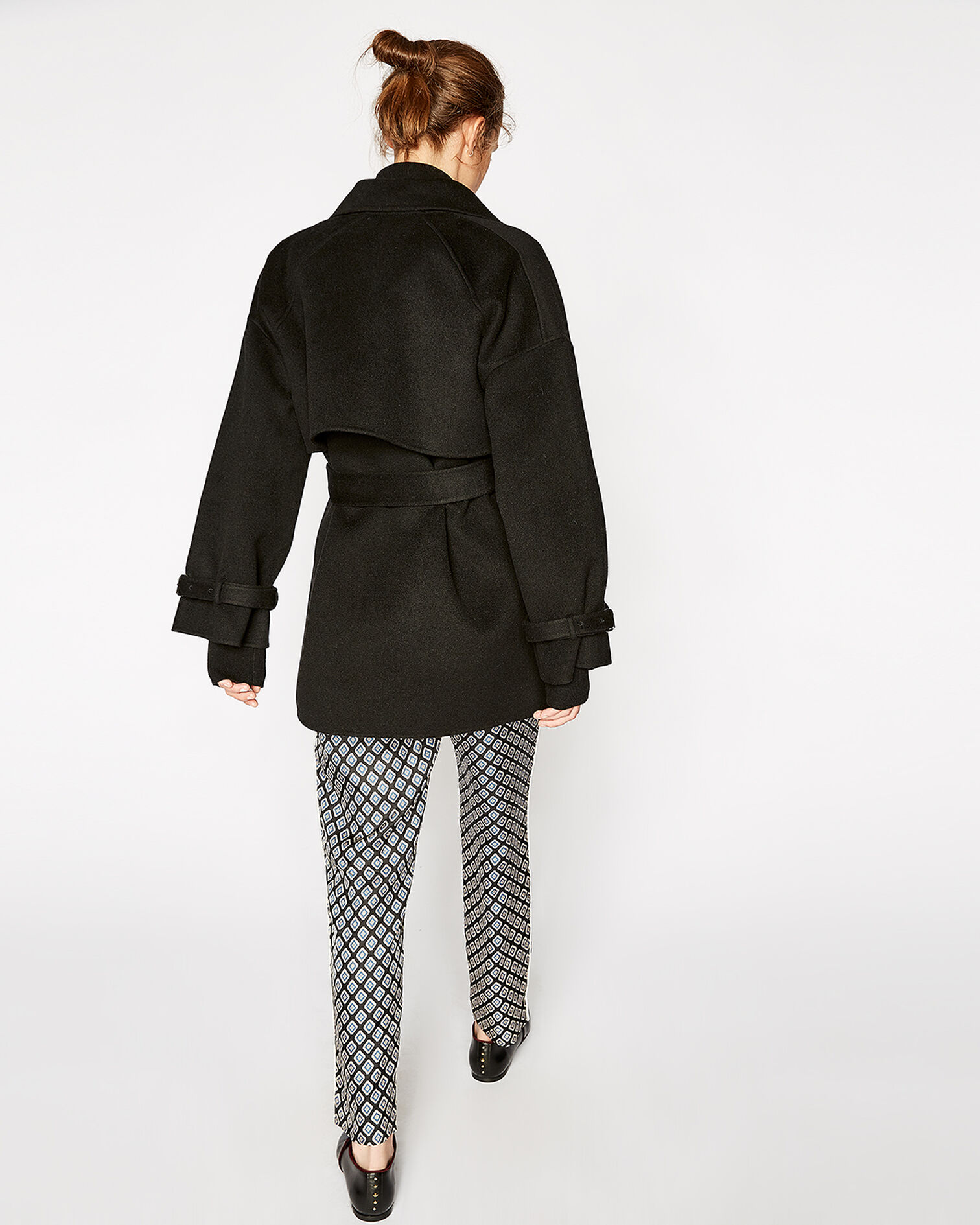 Oversize black wool coat, BLACK, hi-res image number null