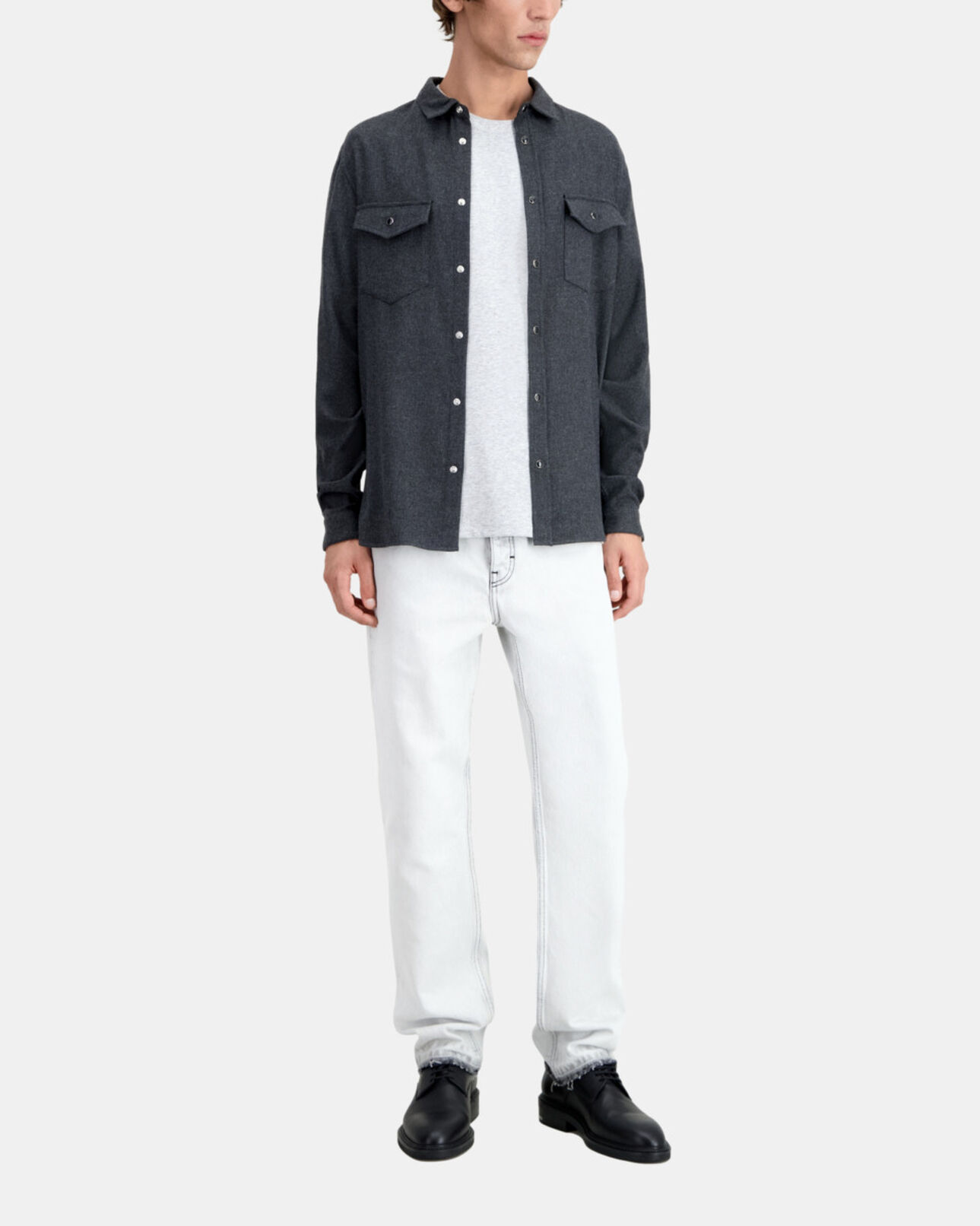 The Kooples MEN GREY grey flannel shirt