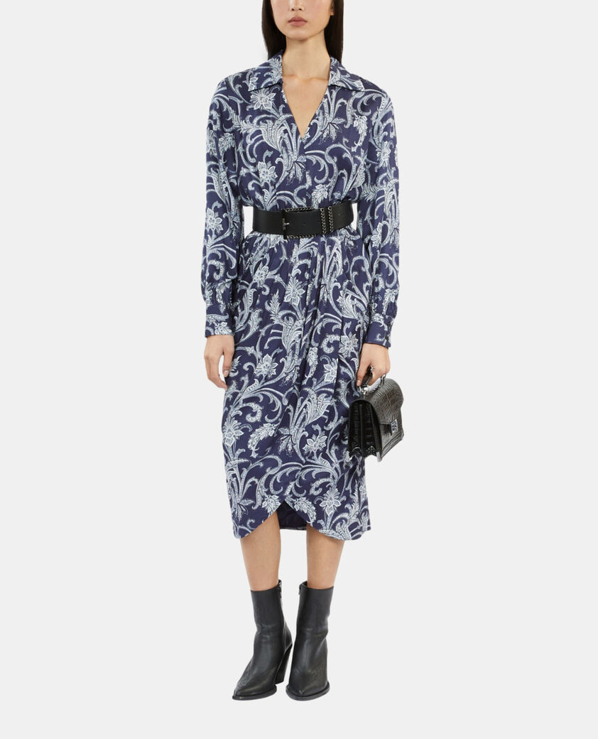 The Kooples FEMME NAVY robe midi fleurie