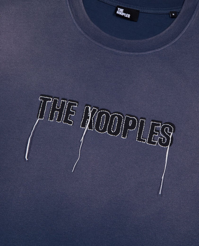 The Kooples HOMBRE DARK NAVY camiseta azul marino con logotipo descolorido