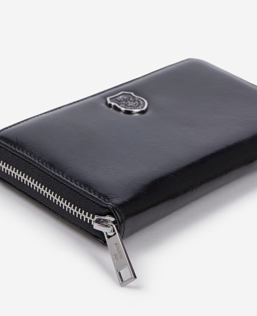 The Kooples UNISEX BLACK schwarze brieftasche mit wappen aus leder