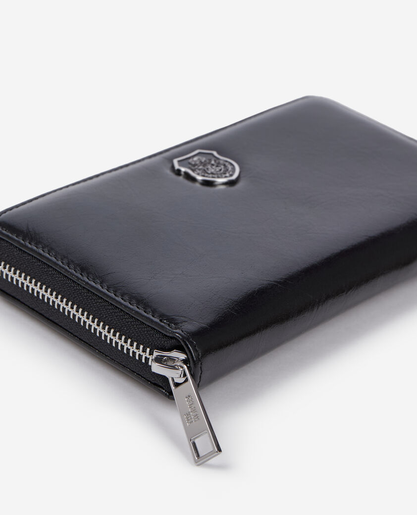 The Kooples MIXED BLACK black leather blazon wallet