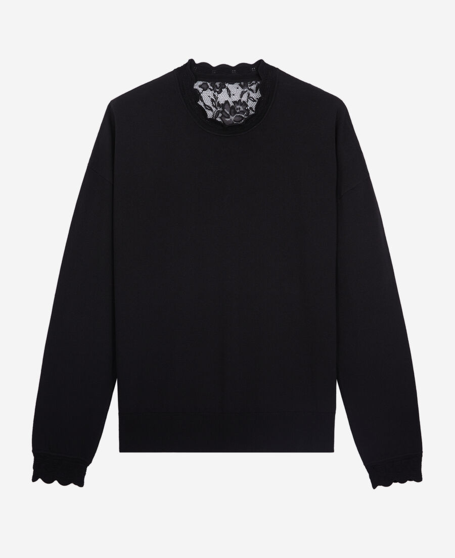 The Kooples FEMME BLACK pull noir avec dos en dentelle