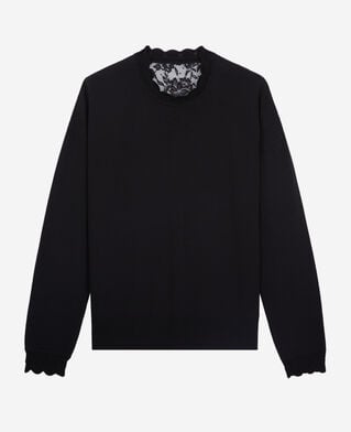 The Kooples FEMME BLACK pull noir avec dos en dentelle