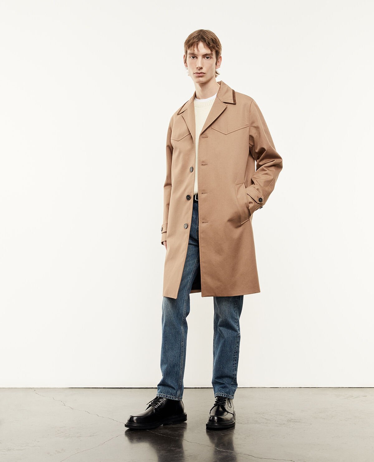 Beige trench coat with western details The Kooples UK