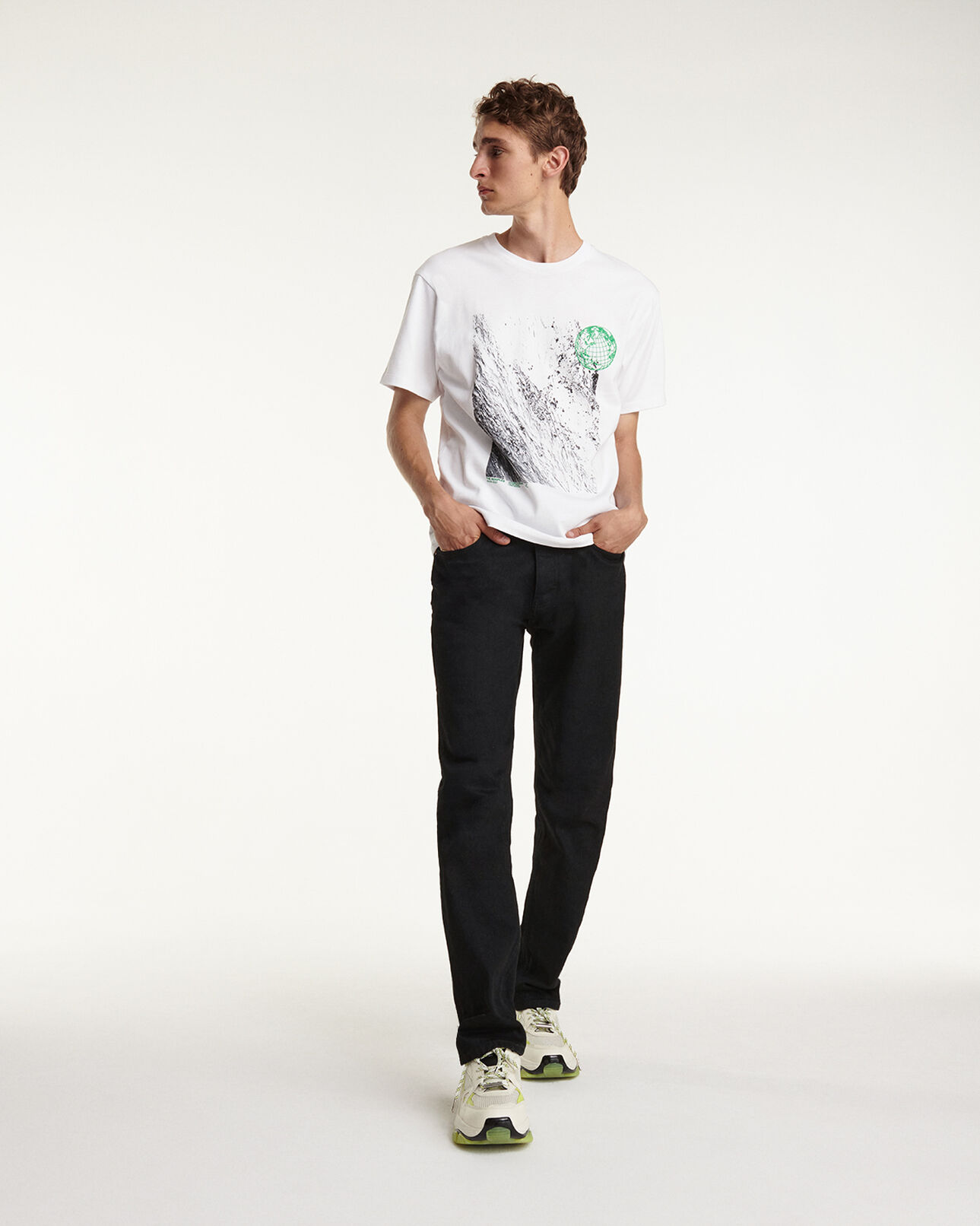 The Kooples HOMME WHITE t-shirt en coton blanc à motif