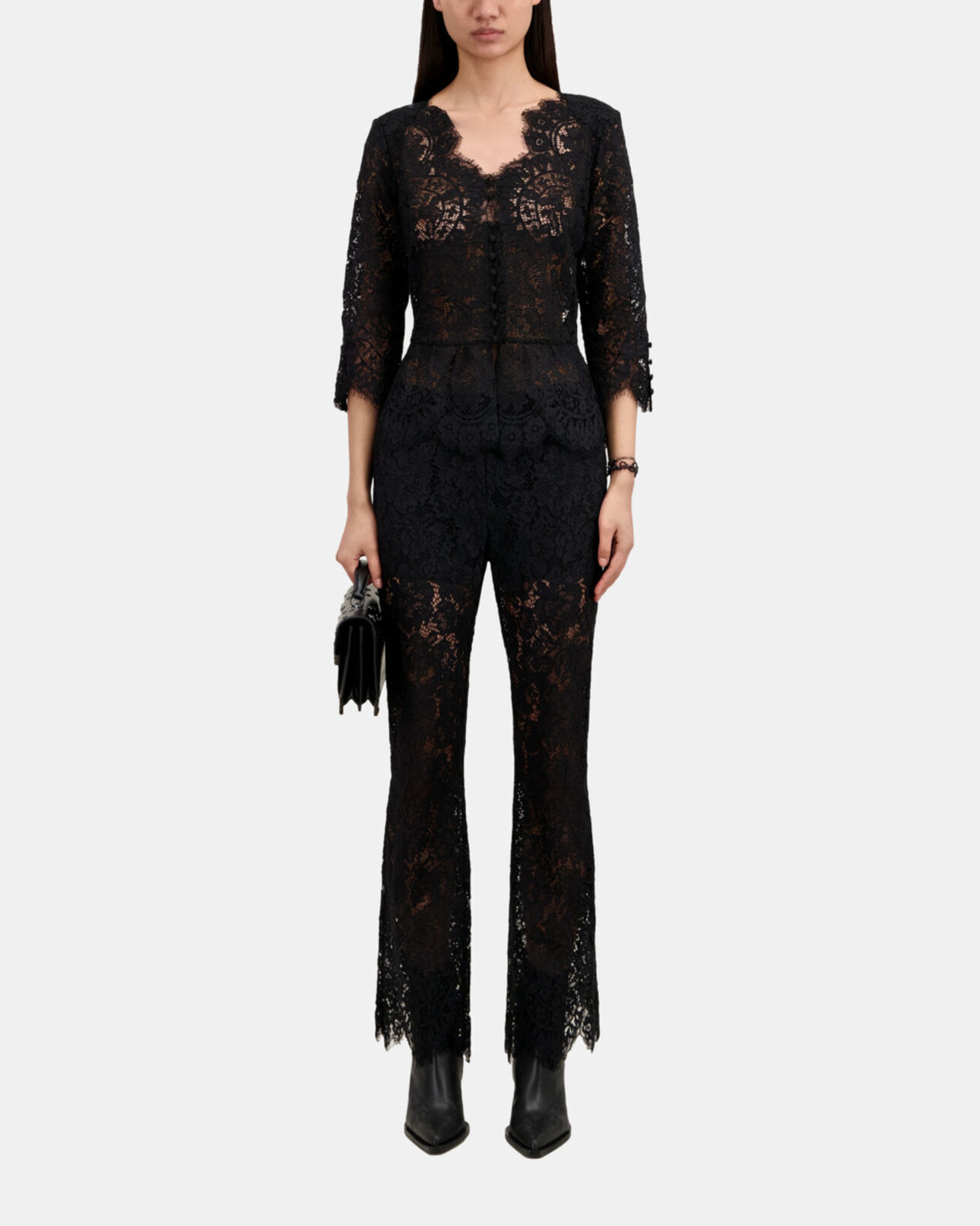 The Kooples WOMEN BLACK black lace trousers