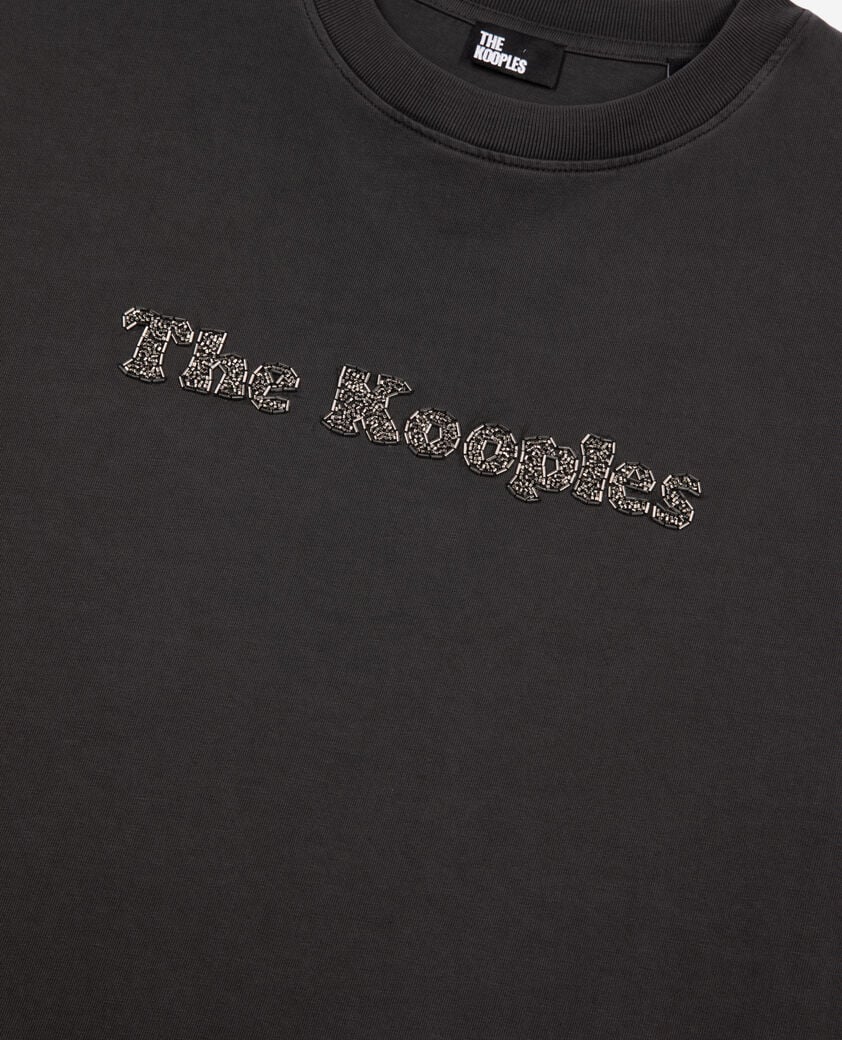 The Kooples HERREN BLACK WASHED t-shirt mit verwaschenem logo schwarz