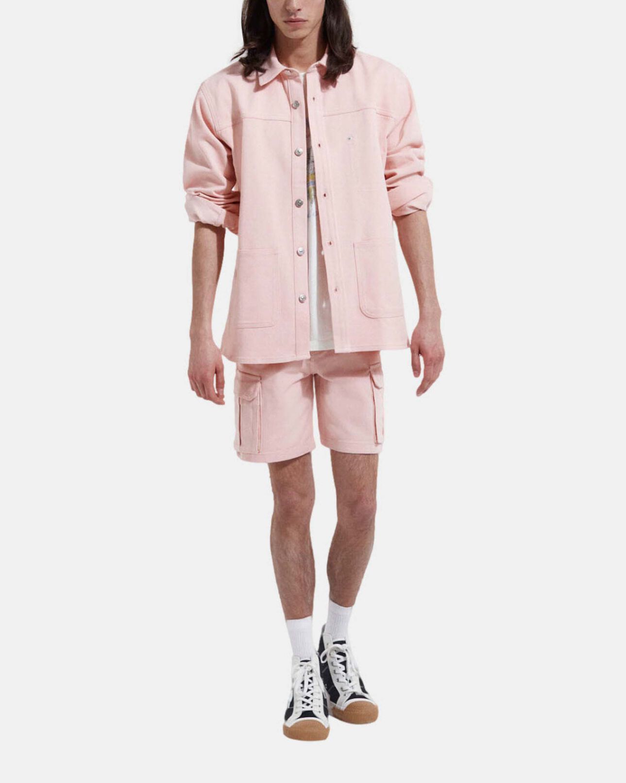 The Kooples HOMME LIGHT PINK short rose coton biologique à poches cargo