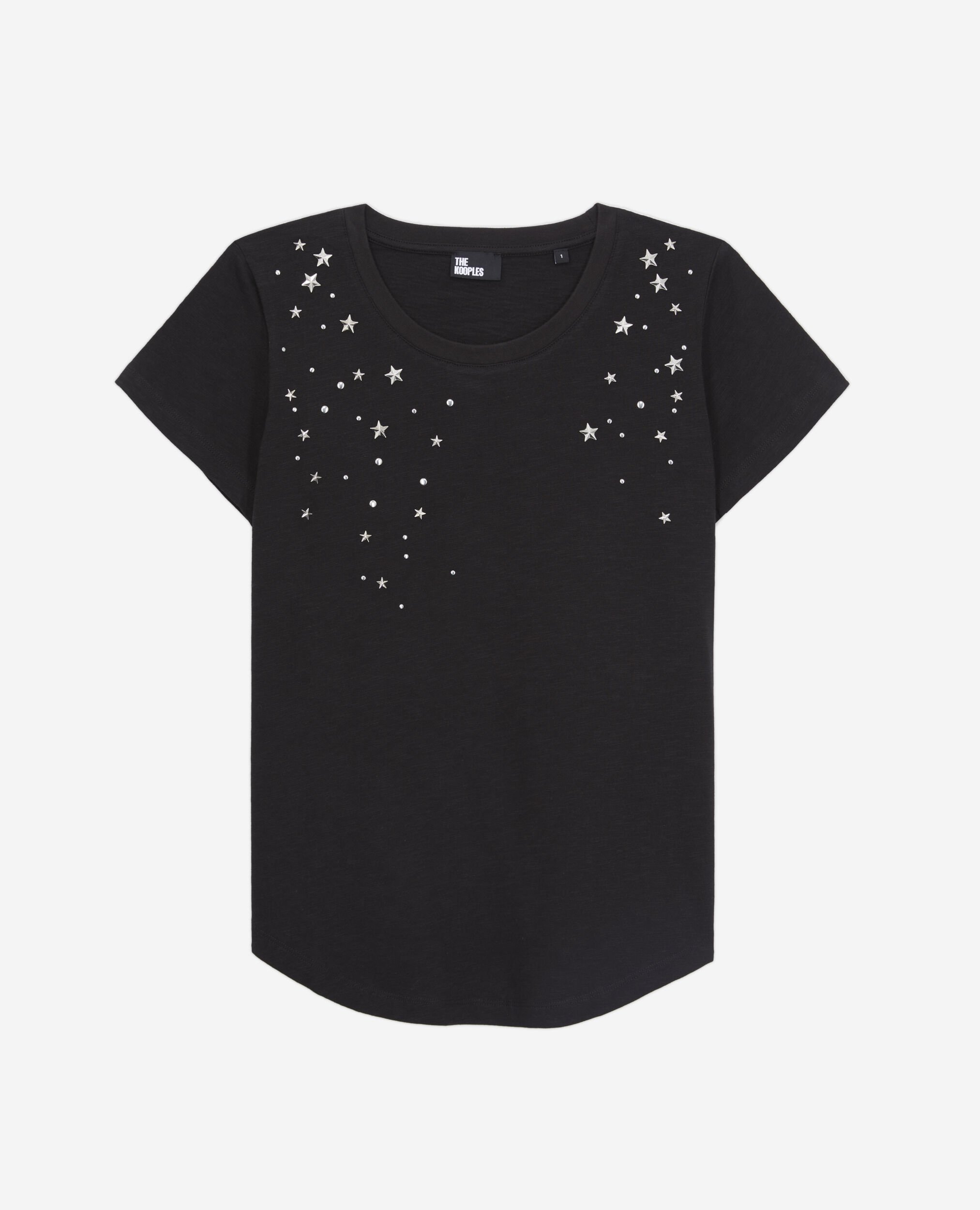 T-shirt Femme noir avec étoiles, BLACK, hi-res image number null