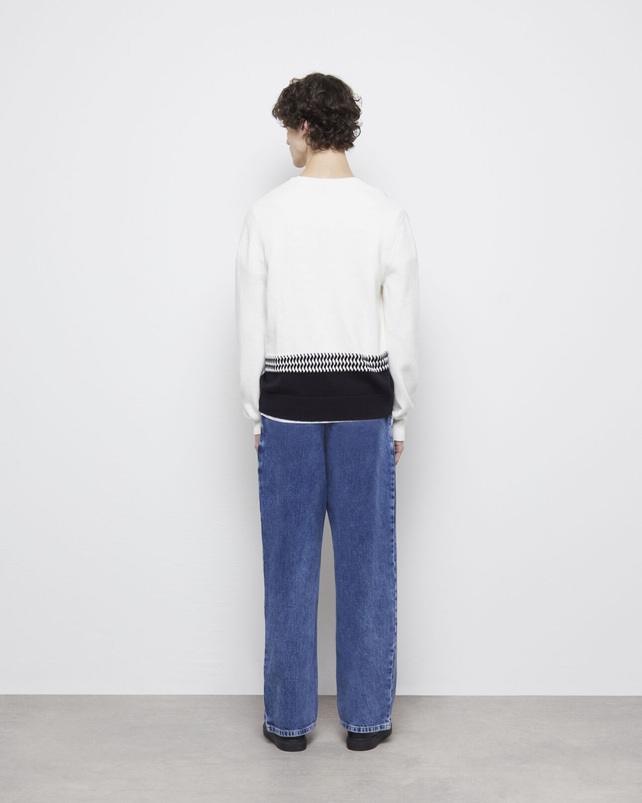 The Kooples MEN WHITE / BLACK two-tone knit sweater