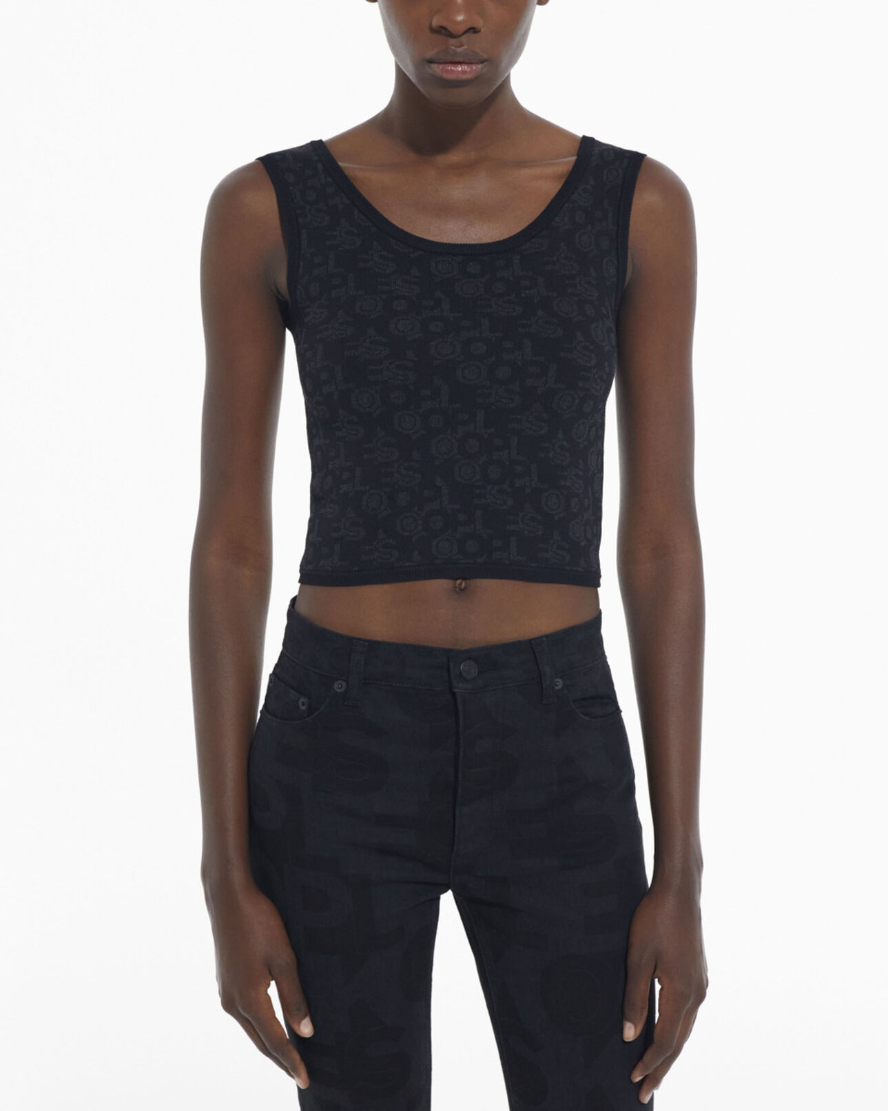 The Kooples FEMME BLACK DARK GREY brassière logo the kooples noire