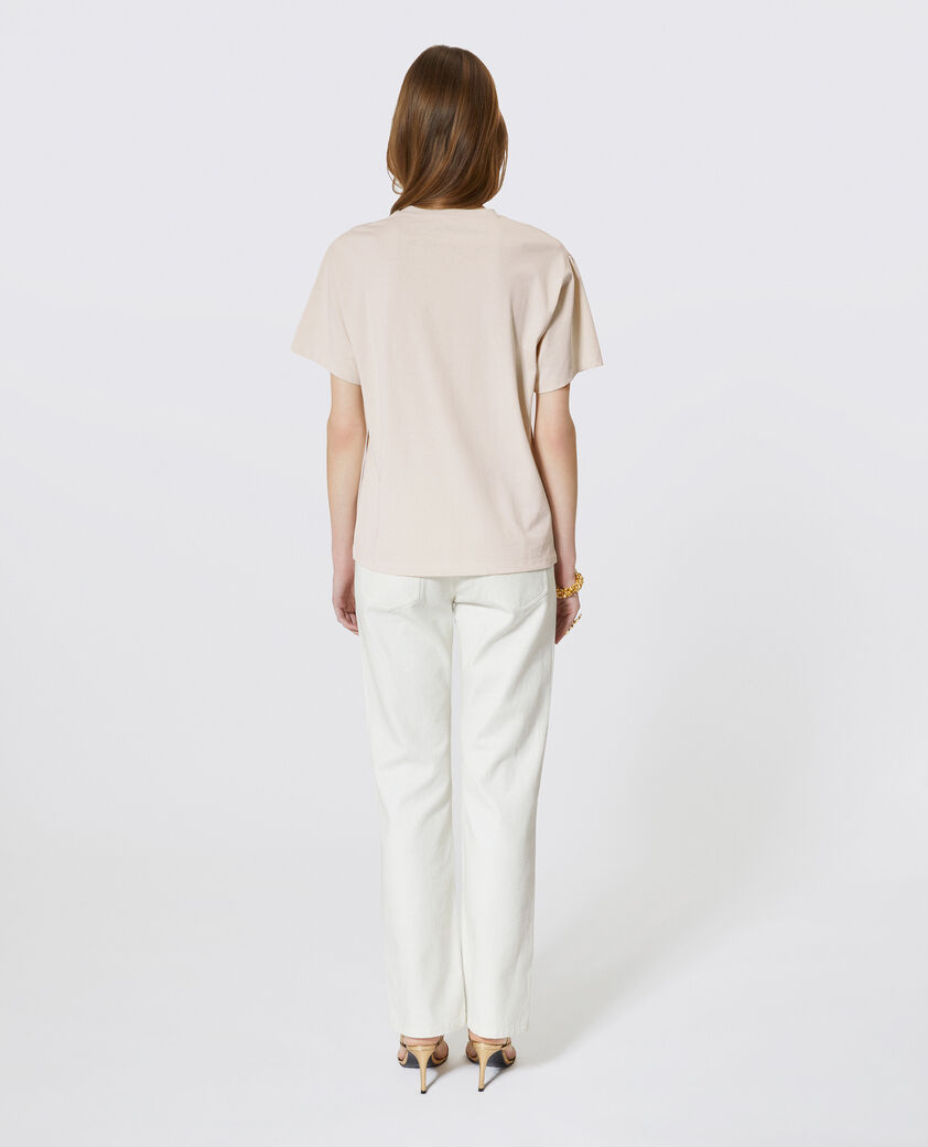 The Kooples DAMEN LIGHT BEIGE t-shirt mit beigem siebdruck