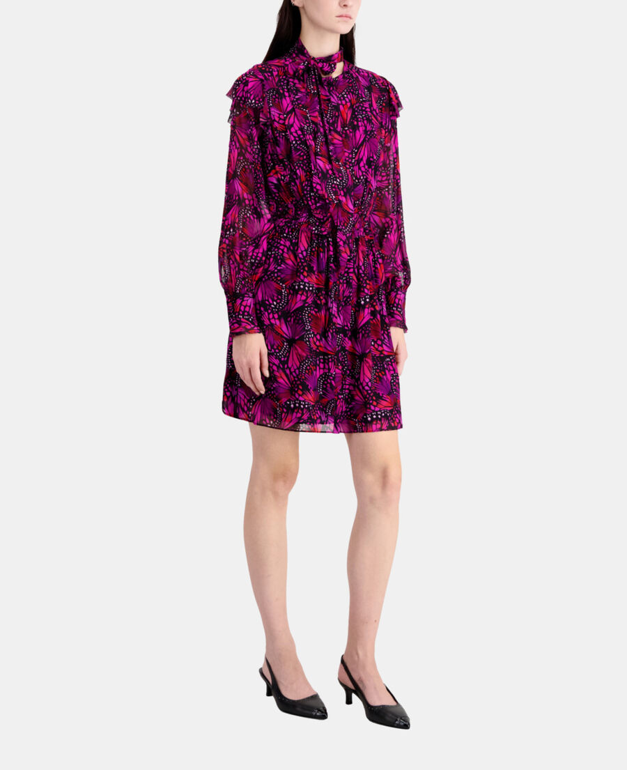 The Kooples F PINK short printed dress with ruffles
