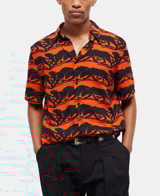 The Kooples H BLACK - RED panther print casual shirt