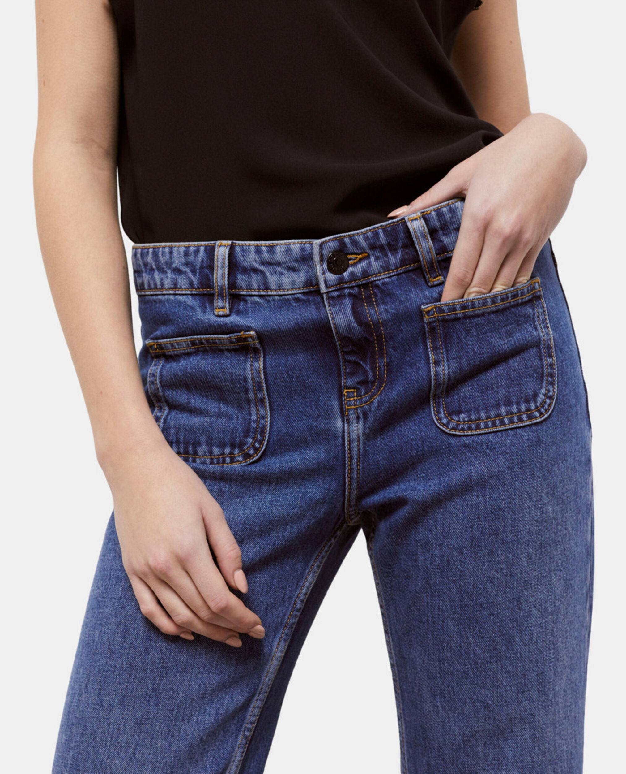 Blue flare jeans, BLUE DENIM, hi-res image number null