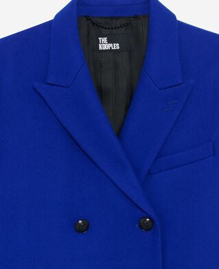 The Kooples MUJER ROYAL BLUE abrigo largo azul eléctrico de doble botonadura