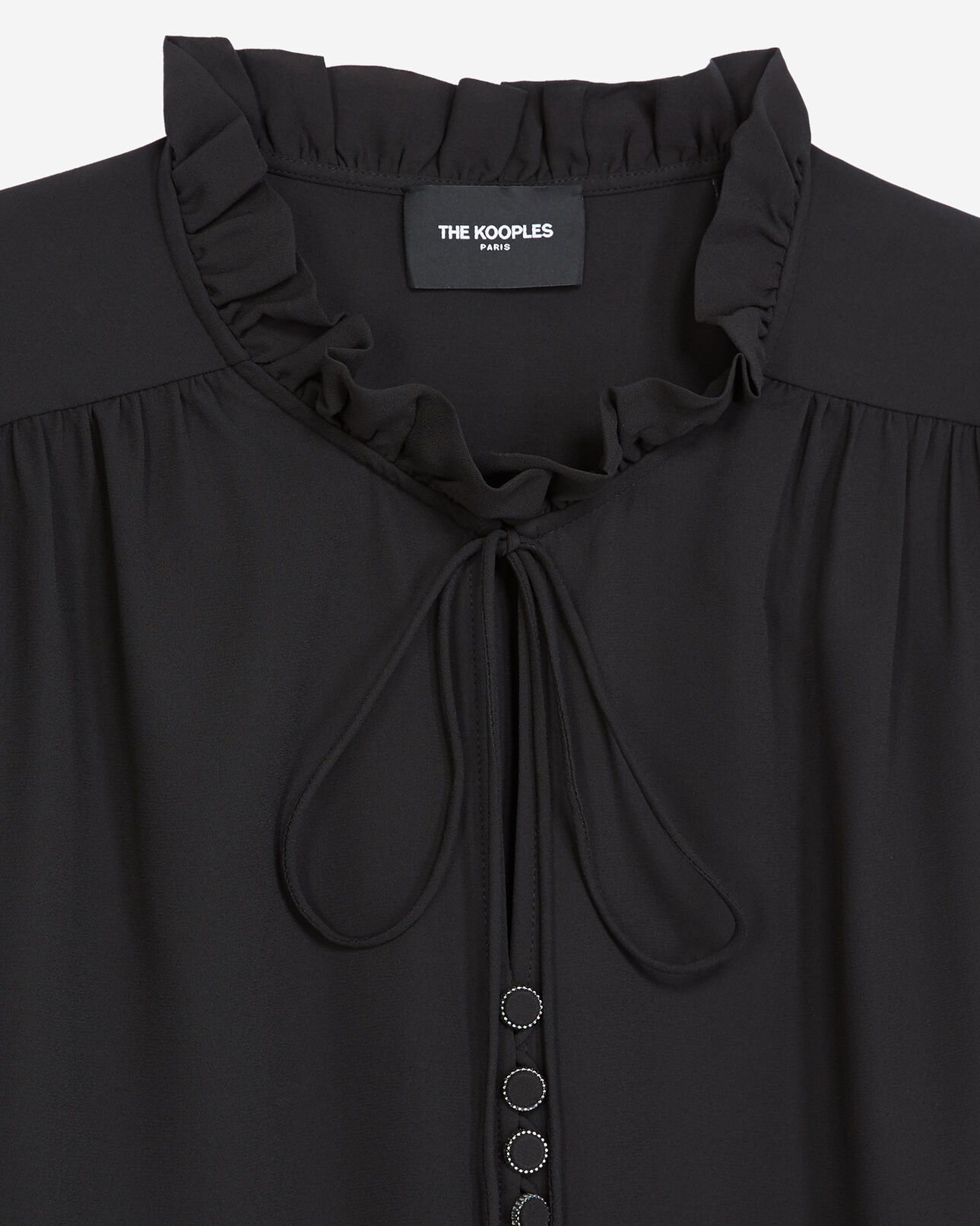 The Kooples DAMEN BLACK fließendes schwarzes hemd mit volants