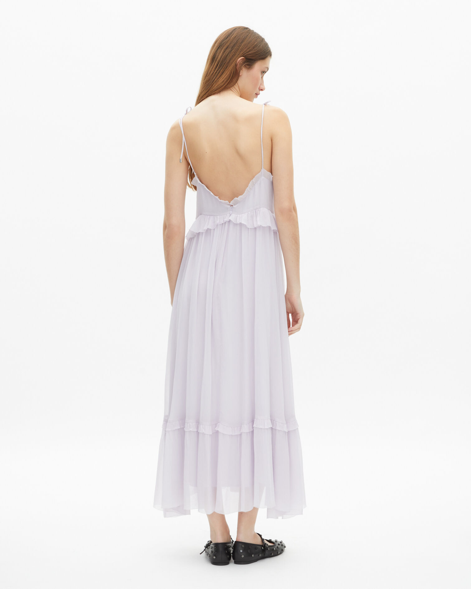Robe longue avec volants lilas, LIGHT PURPLE, hi-res image number null