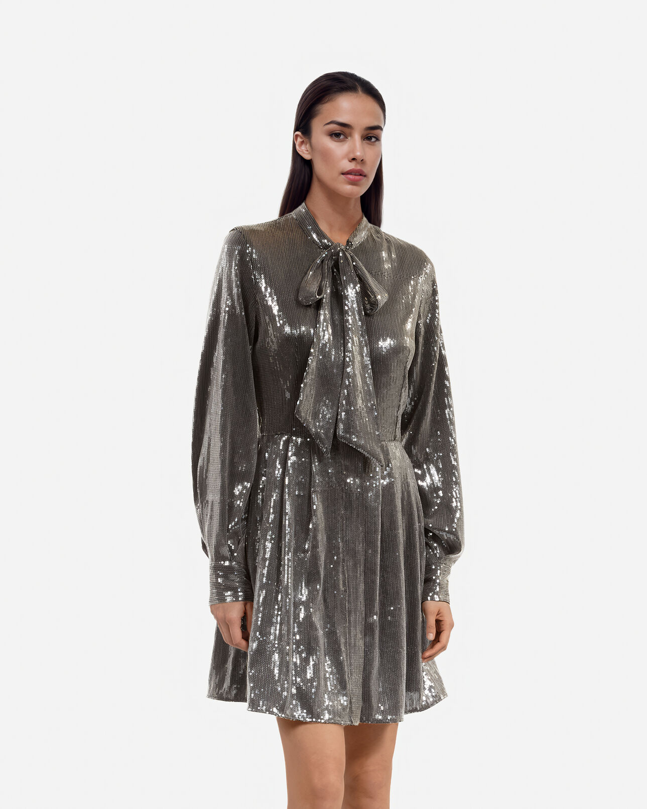 The Kooples WOMEN GREY grey sequin short dress