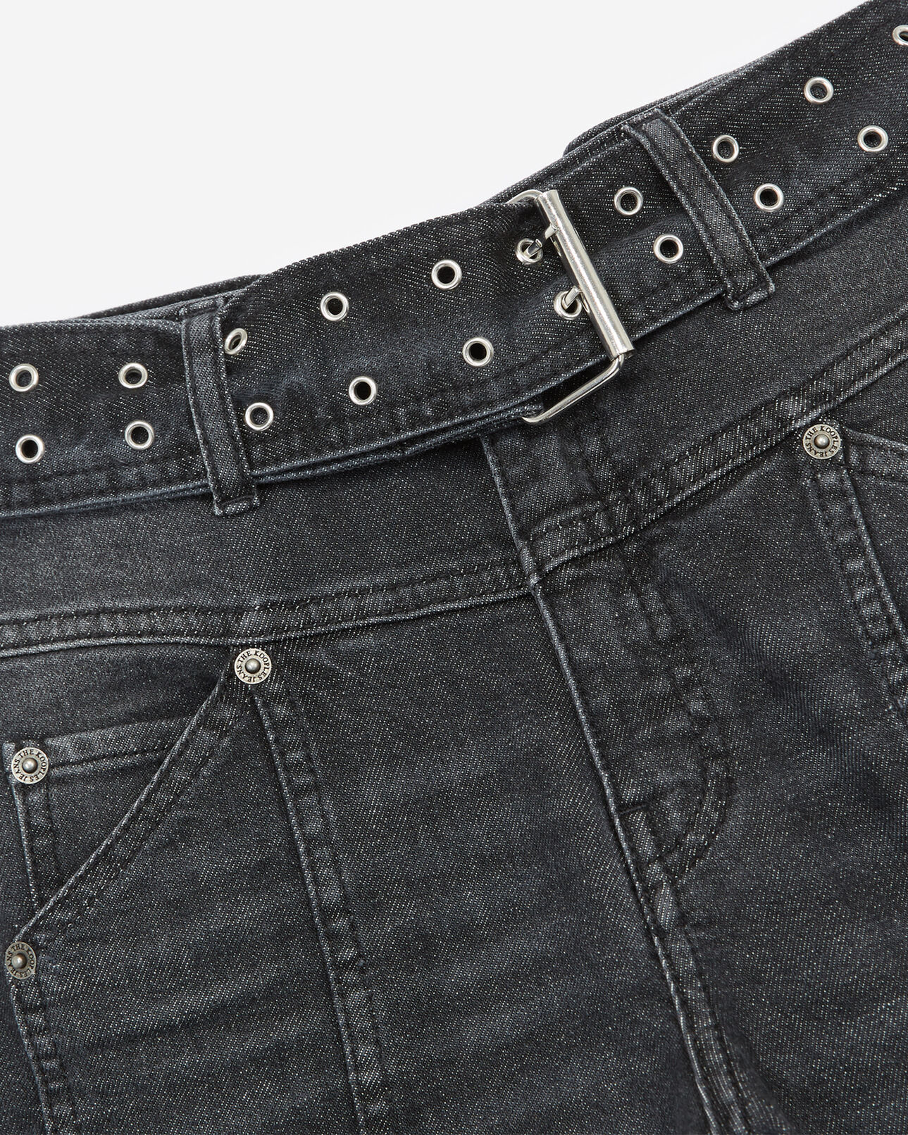 The Kooples FEMME BLACK WASHED jean noir délavé boutons apparents