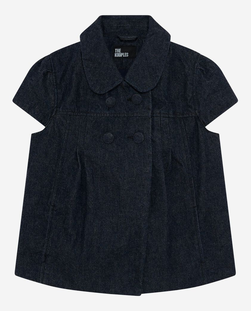 The Kooples WOMEN BLUE ELECTRIC short-sleeved jacket in dark blue denim