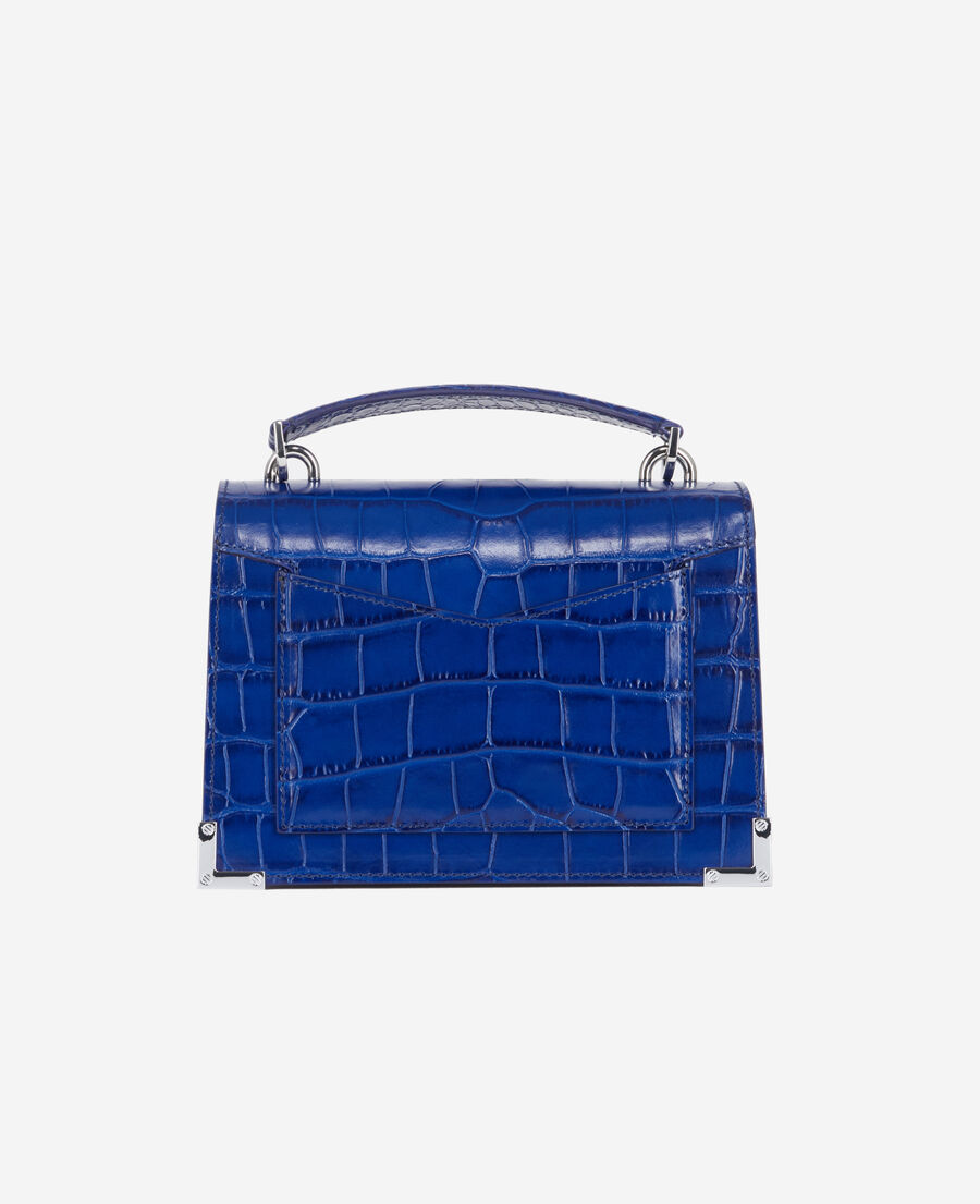 small emily bag in blue crocodile-effect leather