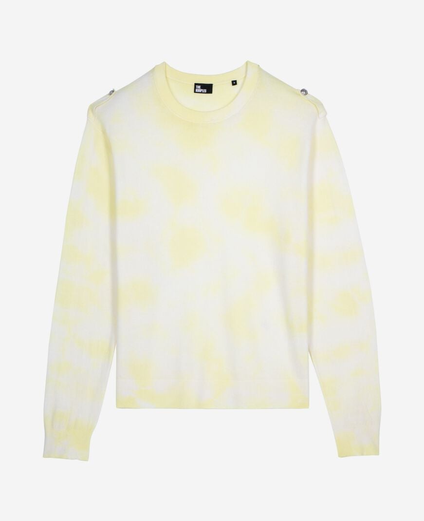 The Kooples HOMME YELLOW - ECRU pull en laine mérinos tie and dye jaune