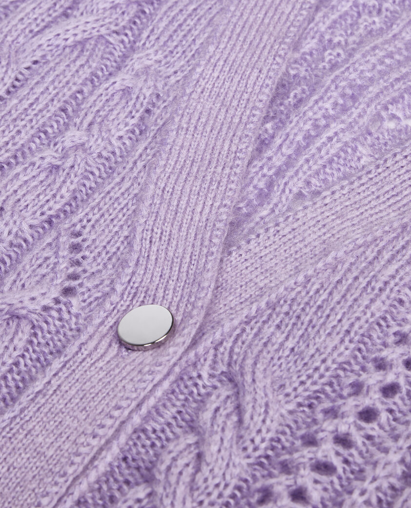 The Kooples FEMME VIOLET cardigan en mélange de laine torsadé mauve