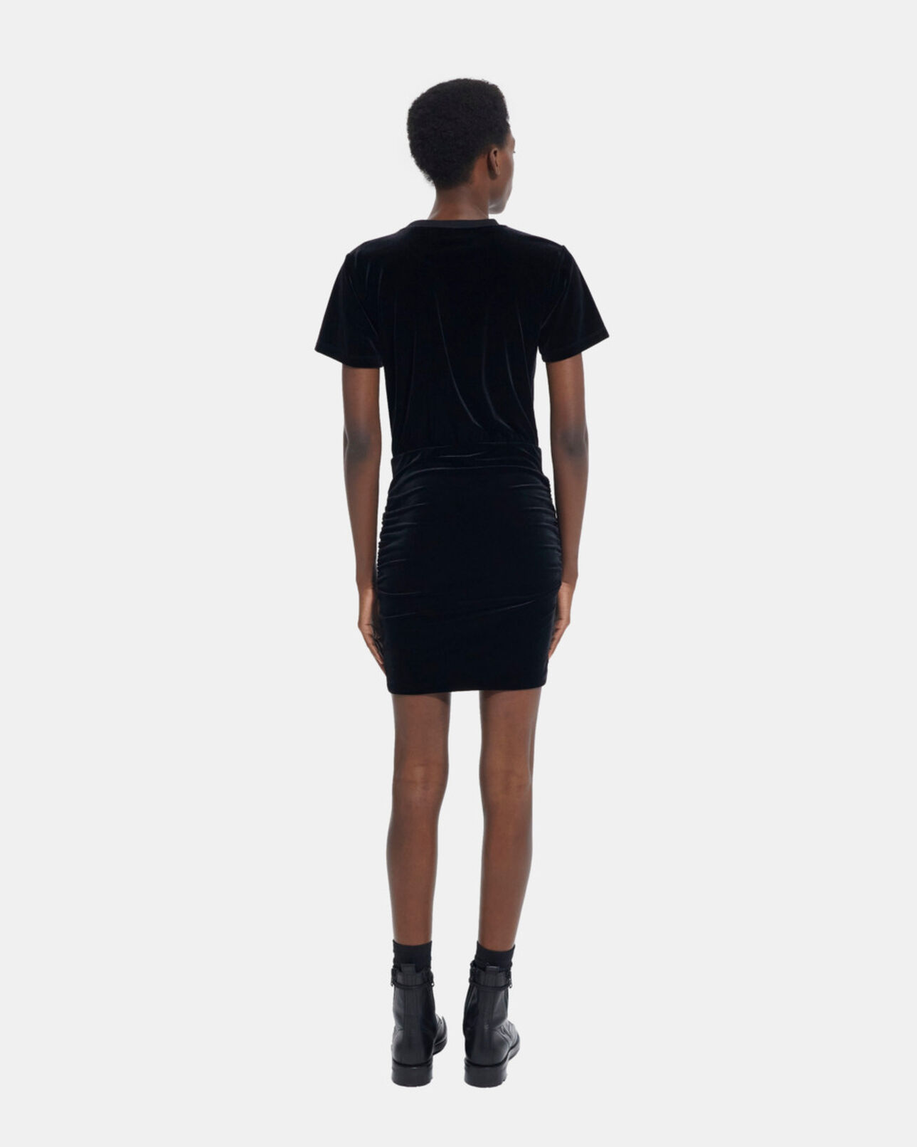 The Kooples WOMEN BLACK short black velvet dress