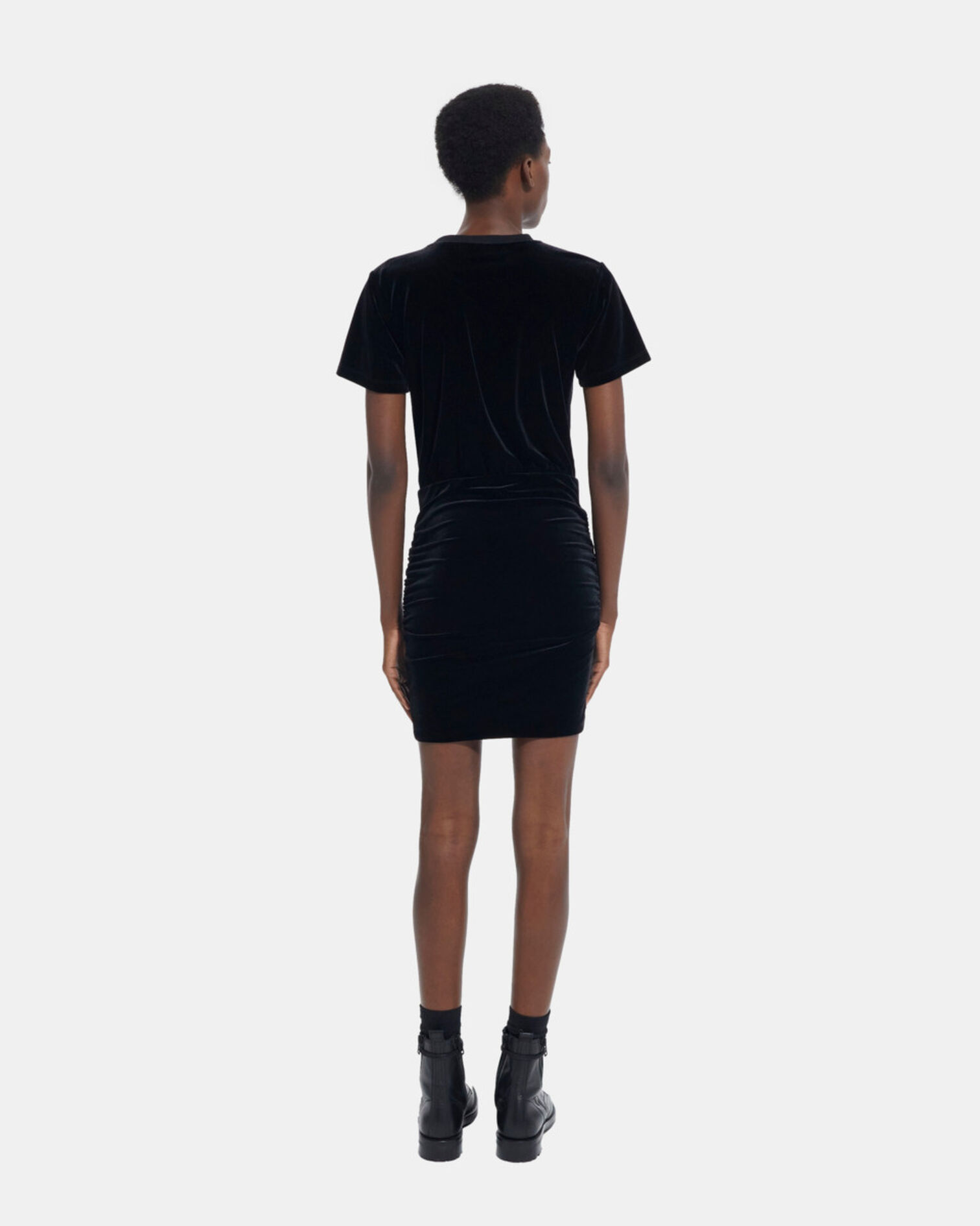 Short black velvet dress, BLACK, hi-res image number null
