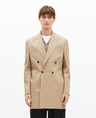 The Kooples HOMME SAND veste longue crois&eacute;e beige