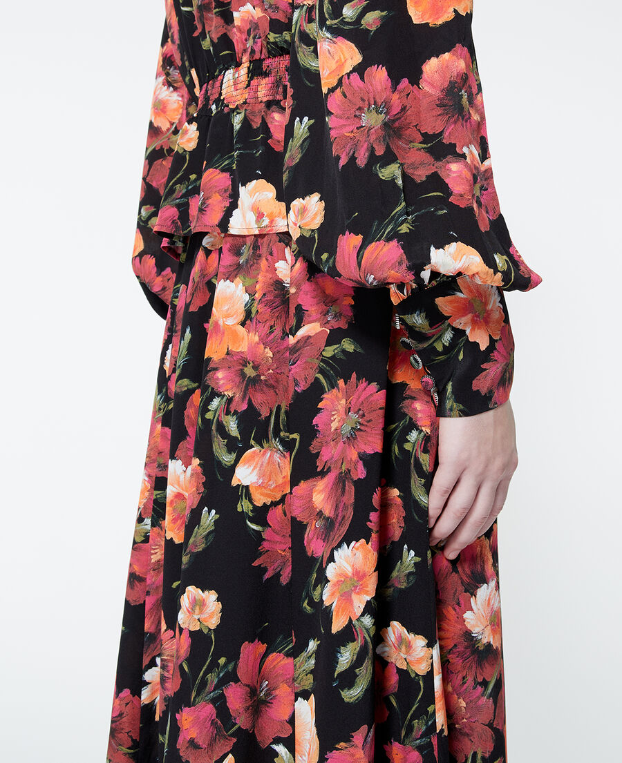 seiden-top mit orangenem blumenprint