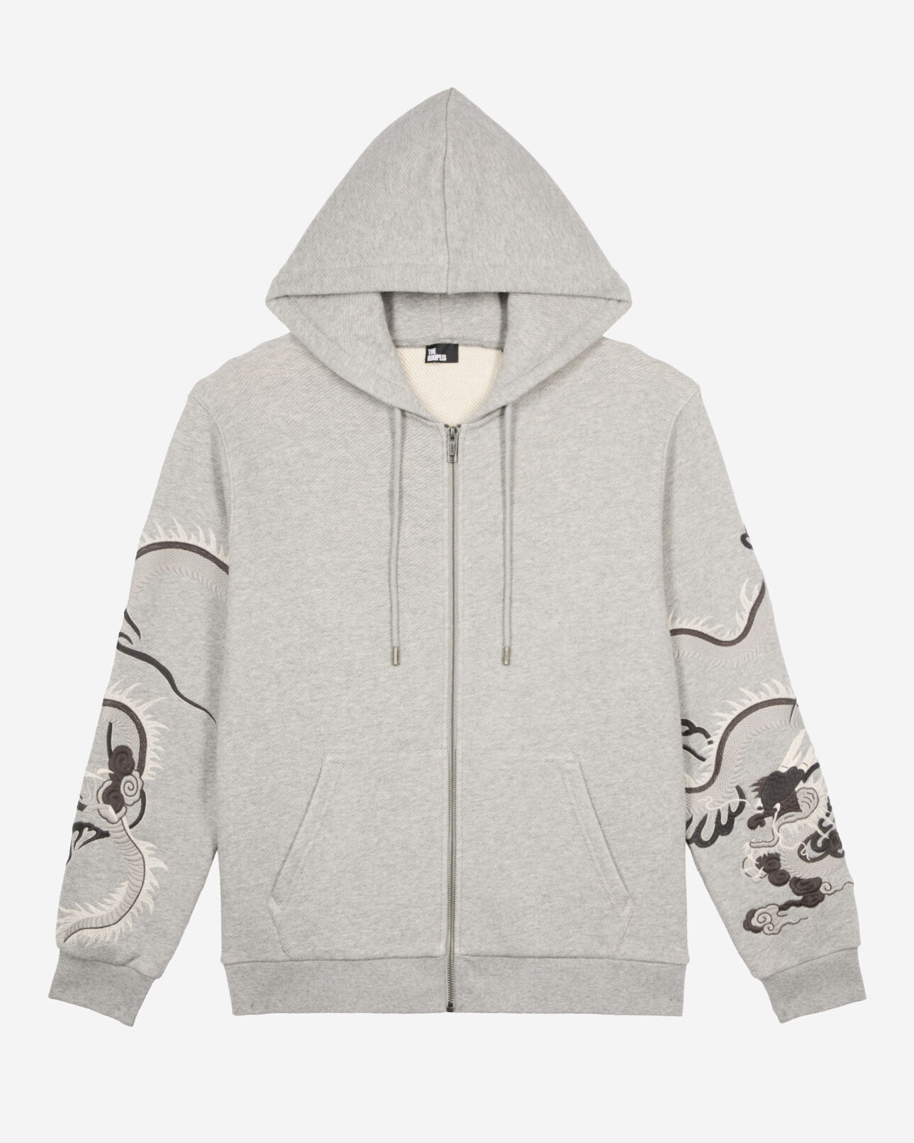 The Kooples HOMME GREY MELANGE sweatshirt brodé à capuche gris