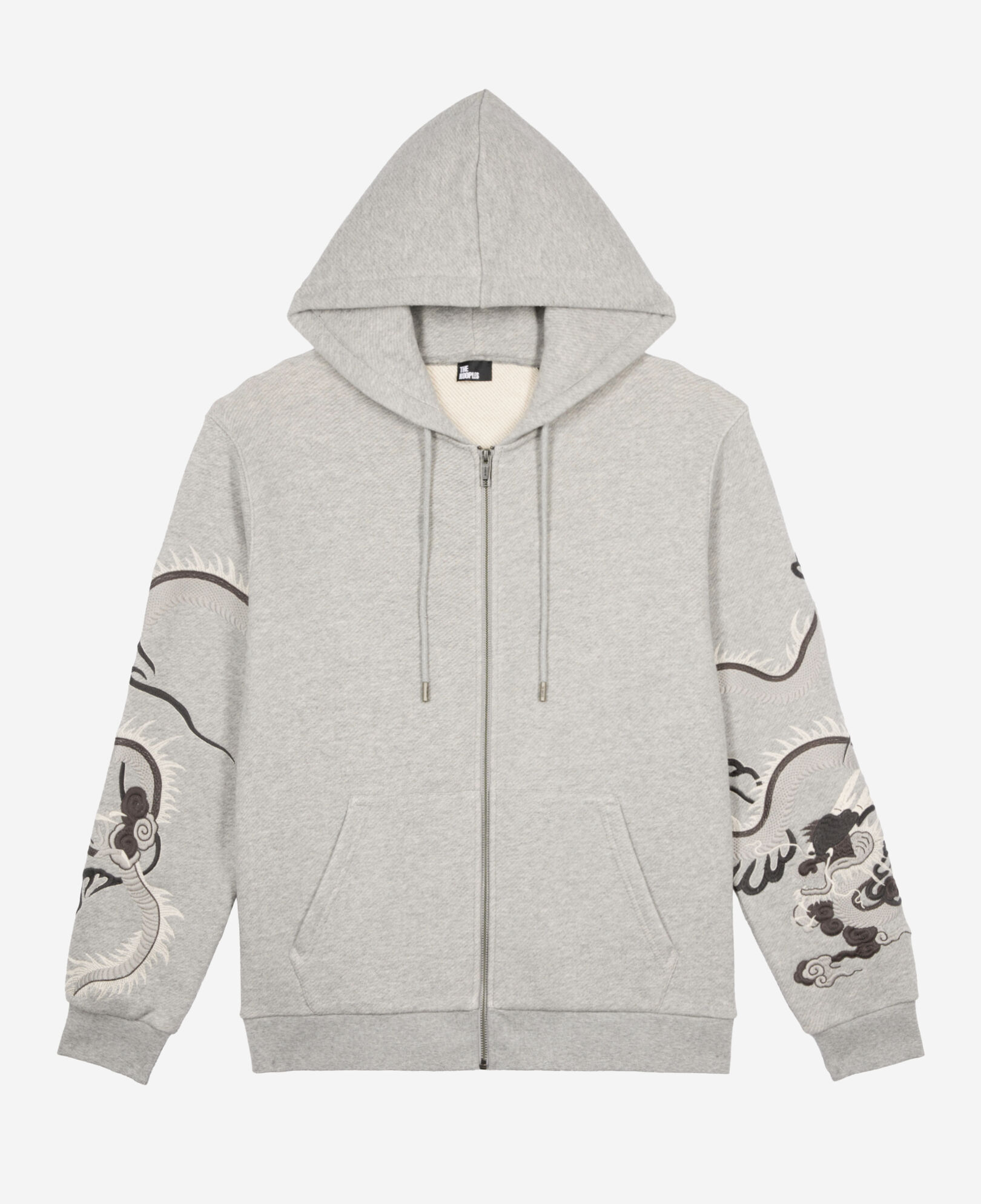 The Kooples HOMME GREY MELANGE sweatshirt brodé à capuche gris