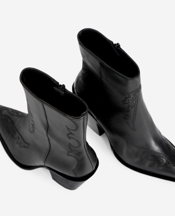 The Kooples WOMEN BLACK black leather heeled ankle boots
