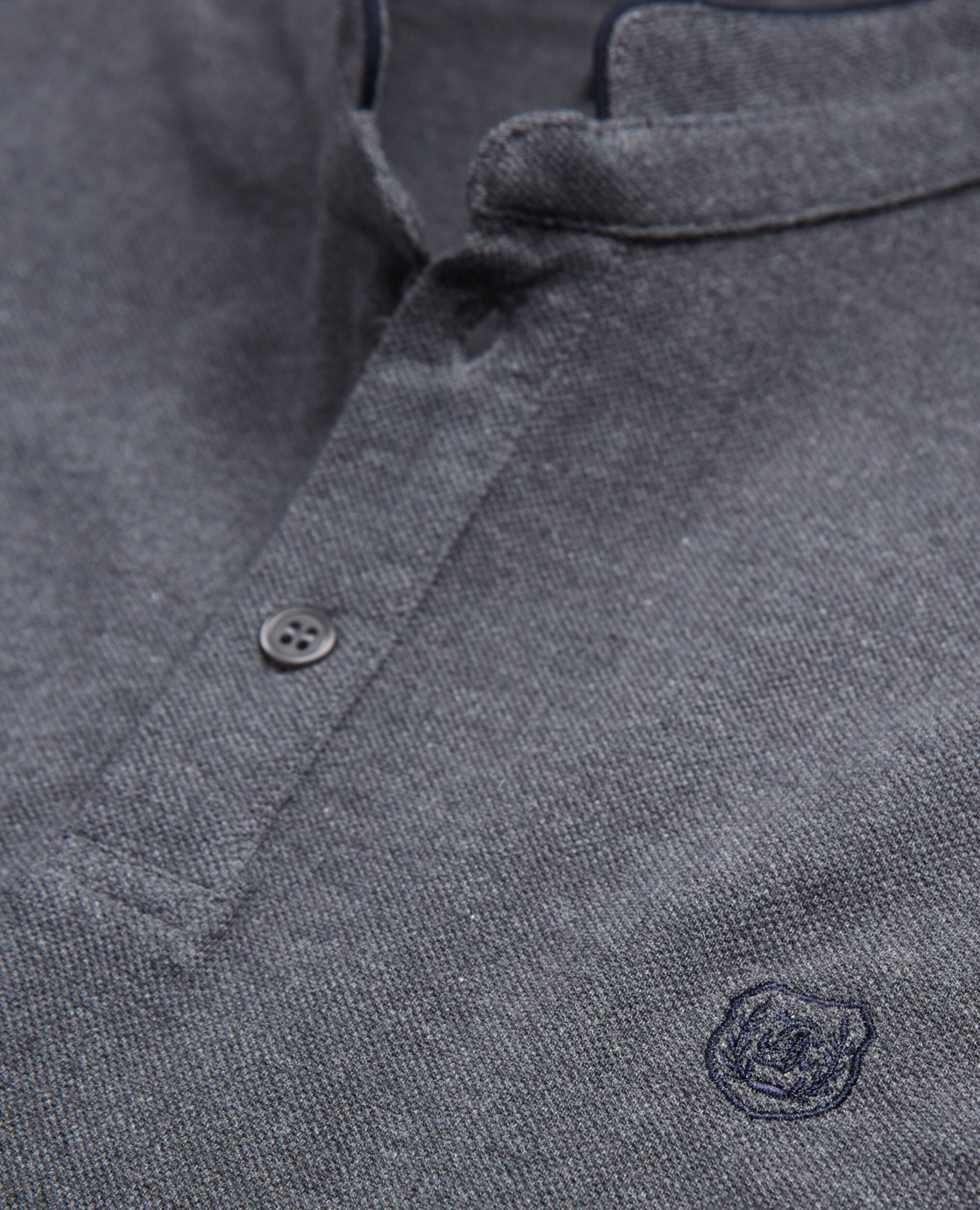 Camisa polo gris oscuro algodón Mao bordado, GREY-NAVY, hi-res image number null