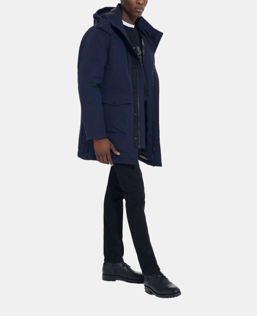 navy blue hooded parka